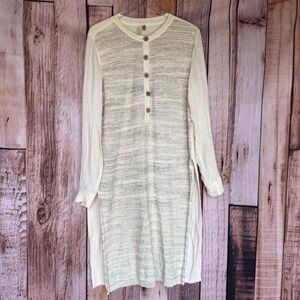 Pilcro Mixed Media Gauze Tunic Dress Lagenlook Minimalist Anthropologie Medium